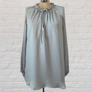 Show Me Your Mumu Blue Flowy Boho Tie Front Long Sleeve Tunic Top